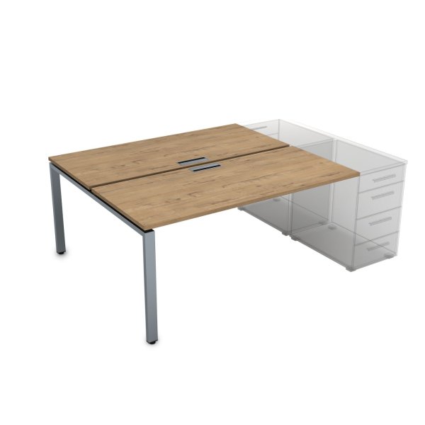 СТБ-П.988 Стол системы БЕНЧ на 2 рабочих места, приставной (1200x1635x750) (TeakwoodСерый)