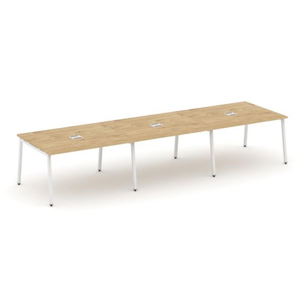 Стол переговорный SN-4A.SPRG-054 (4740х1180х750) (Тиквуд Светлый/Металл Белый)