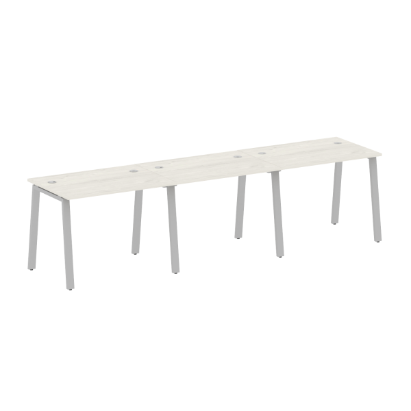 Рабочая станция на 3 рабочих места на А-образном м/к Metal System Style БА.СМ-3.1 3000x720x750 (Дуб наварра/Серый металл)