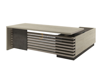 Кабинет руководителя Стол руководителя на ЛДСП опорах с опорной тумбой и блоком розеток левый Z-222