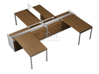 Мебель для персонала Рабочая станция (4x140) на 2-x опорных тумбах-купе с ProSystem КВ 0174 БН