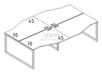 Мебель для персонала Рабочая станция со столами эргономичными "Техно" на металлокаркасе QUATTRO Б4 190-2 БП