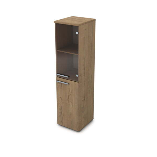 9П.004.6 Пенал со стеклом (400x450x1645) (Teakwood)